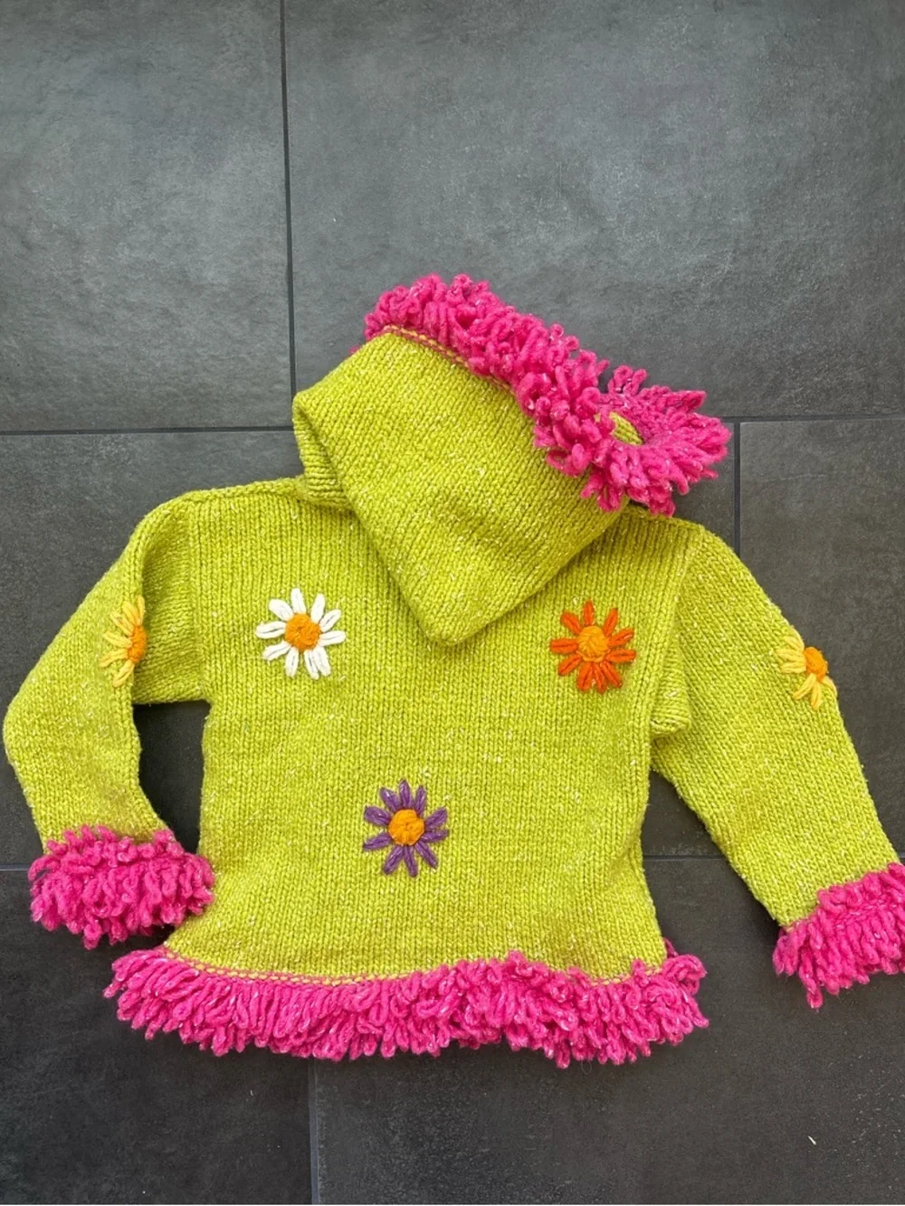 Norsk Kids Handmade Ecuador Wool Blend Knit Hoodie Jacket Girls Size 4